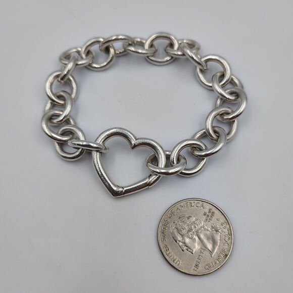 Tiffany & Co. Sterling Silver 925 Heart Clasp Bracelet 7.5" - Picture 14 of 14